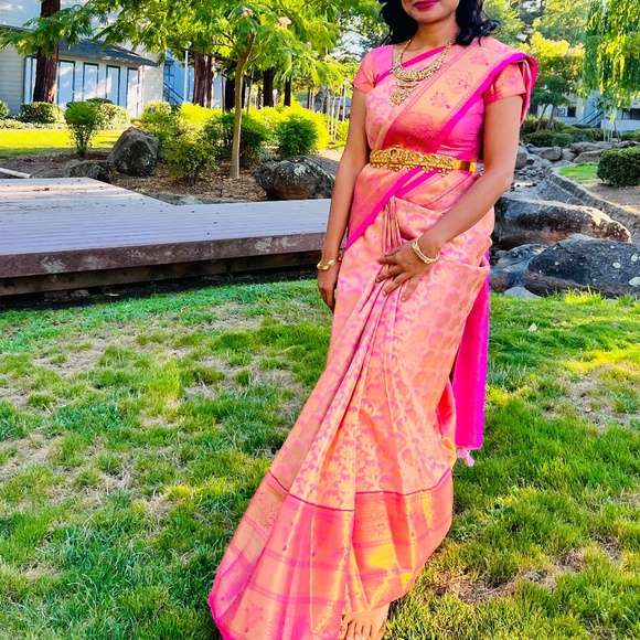 Beautiful semi monochrome Pattu Kanchipuram kanchi  saree sari - Picture 6 of 8